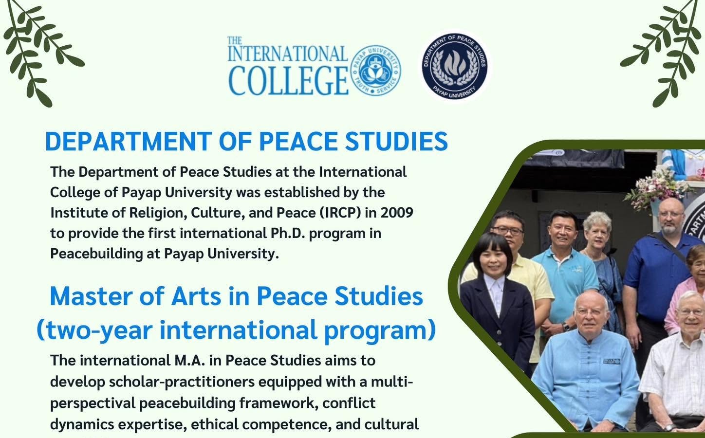 Payap University’s advanced peace studies programs